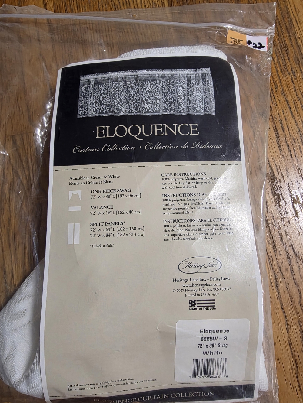 Eloquence Lace Floral Country Cottagecore Grandmacore Heirloom White Valance
